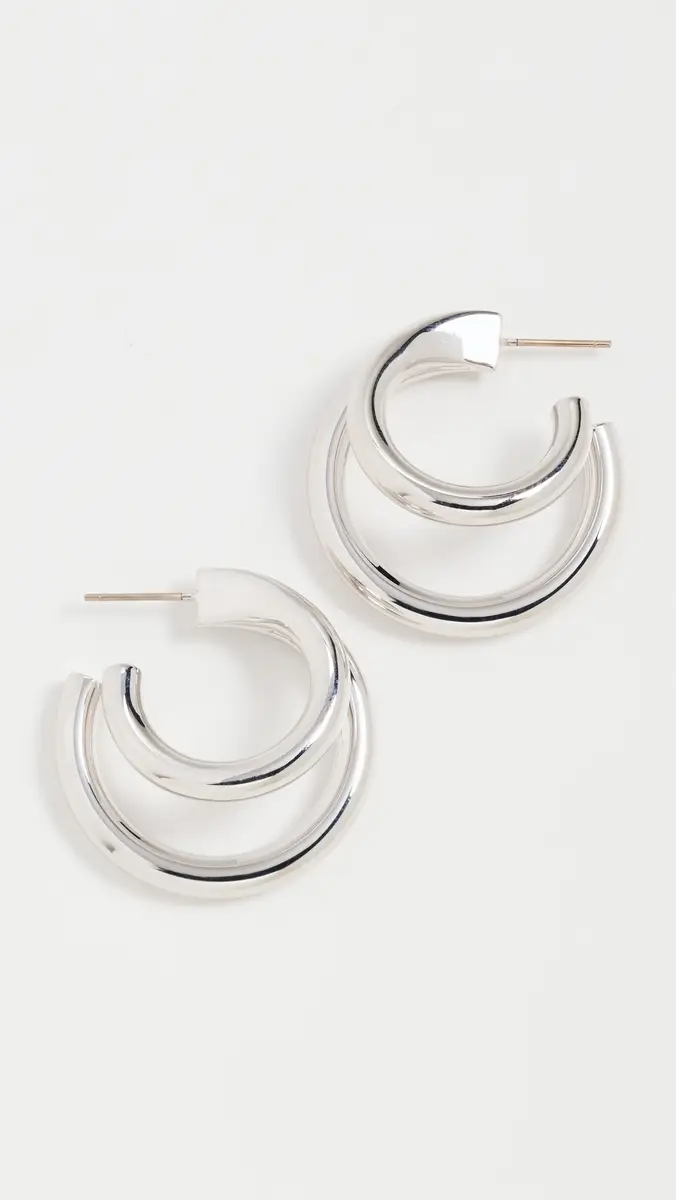 Jennifer Fisher 1 Double Lilly Mini Hoops Silver One Size | Thumbnail 2