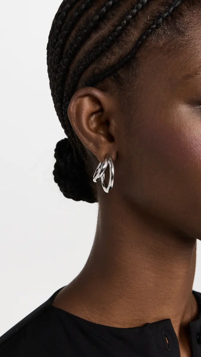 Jennifer Fisher 1 Double Lilly Mini Hoops Silver One Size | Thumbnail 3