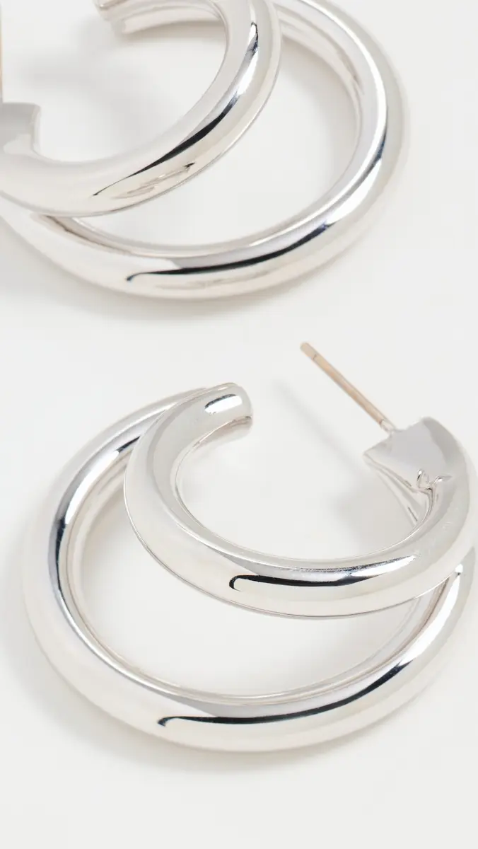 Jennifer Fisher 1 Double Lilly Mini Hoops Silver One Size | Thumbnail 4