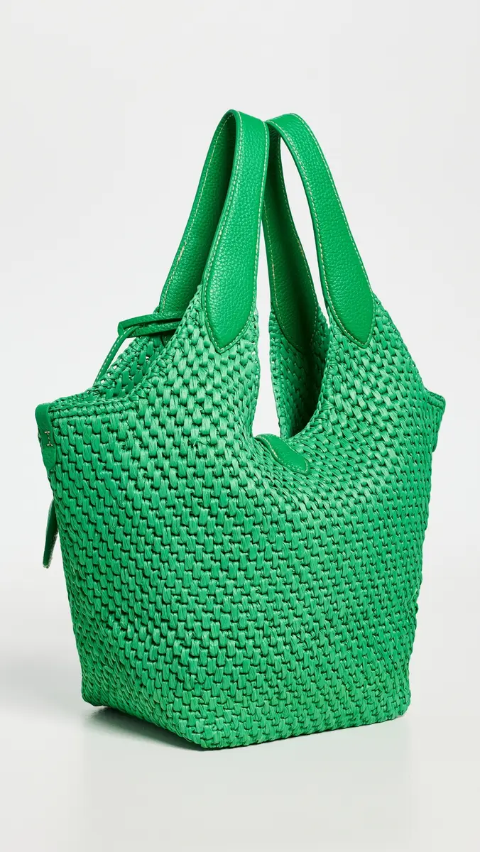 Polo Ralph Lauren Raffia Leather Medium Tote Parrot One Size | Thumbnail 4