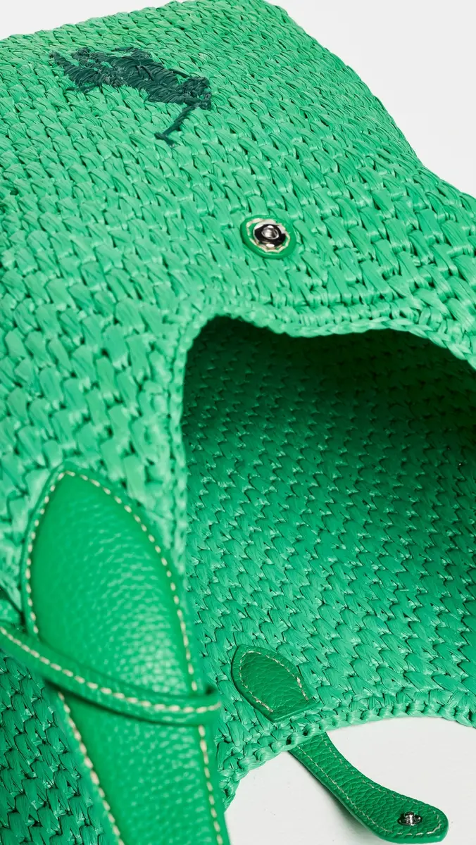 Polo Ralph Lauren Raffia Leather Medium Tote Parrot One Size | Thumbnail 6