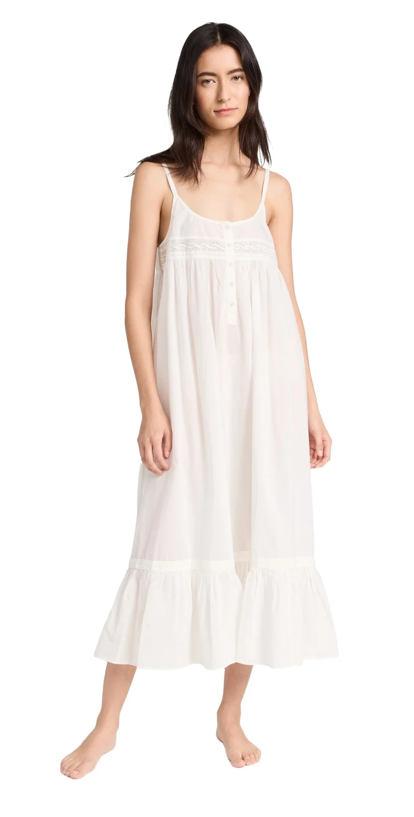 THE GREAT. The Eyelet Ruffle Tank Night Dress THE GREAT. The Eyelet Ruffle Tank Night Dress