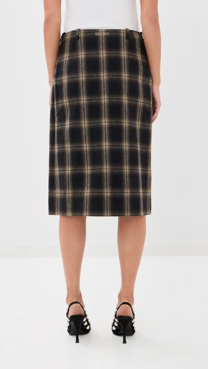 The Attico Midi Pleated Plaid Skirt Brown Shades | Thumbnail 4 The Attico Midi Pleated Plaid Skirt Brown Shades | Thumbnail 4