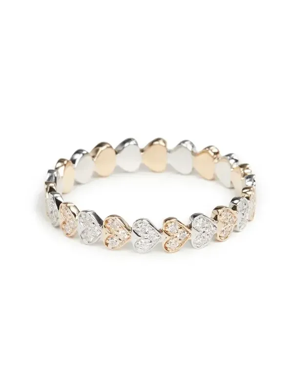 14k Gold Tiny Heart Eternity Diamond Ring