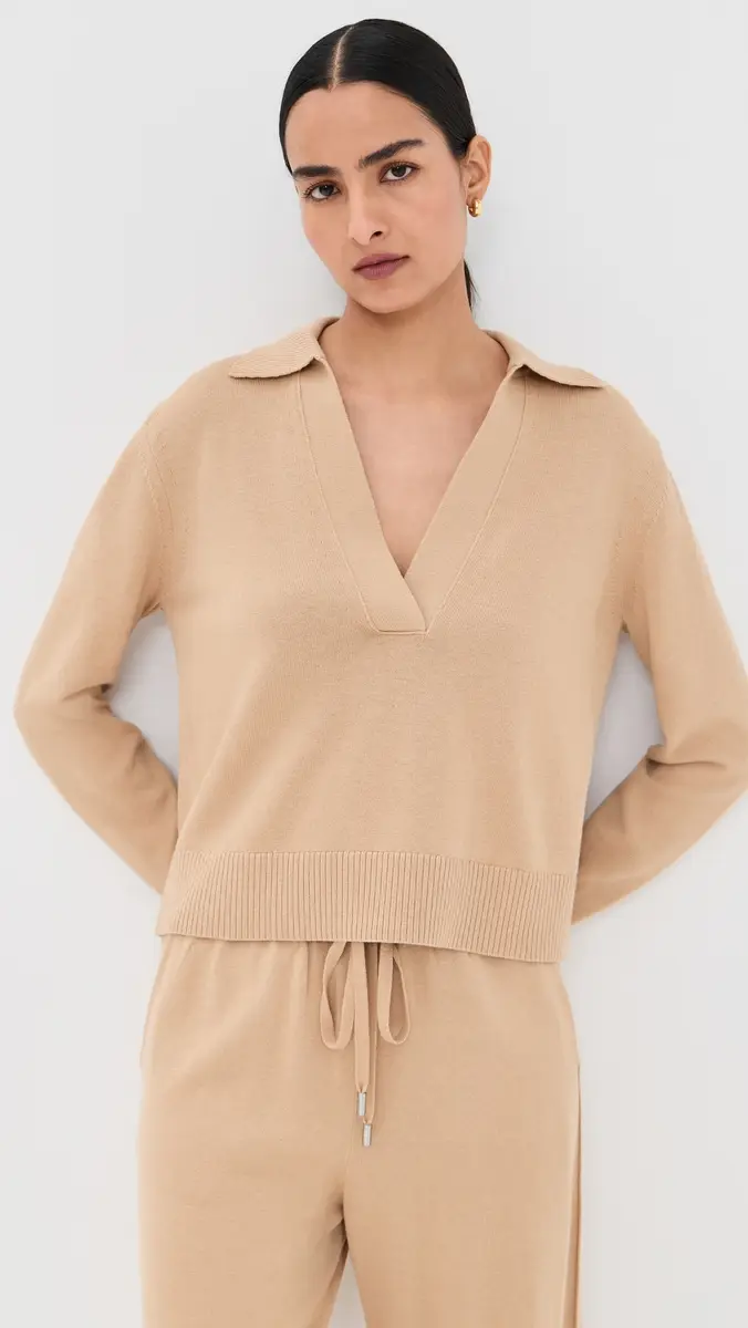 SIMKHAI ong Sleeve Polo ight Camel | Thumbnail 2