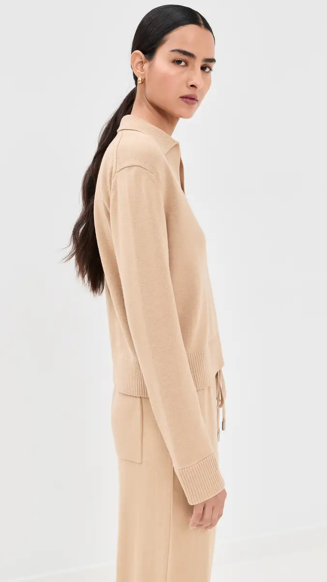 SIMKHAI ong Sleeve Polo ight Camel | Thumbnail 4