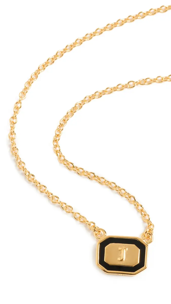 Gwen Beloti Initial Gold Block Pendant Necklace J One Size | Thumbnail 5