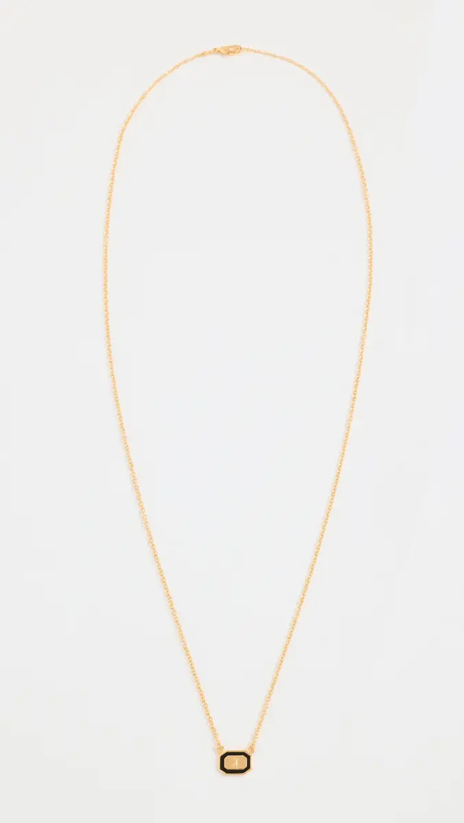 Gwen Beloti Initial Gold Block Pendant Necklace J One Size | Thumbnail 6
