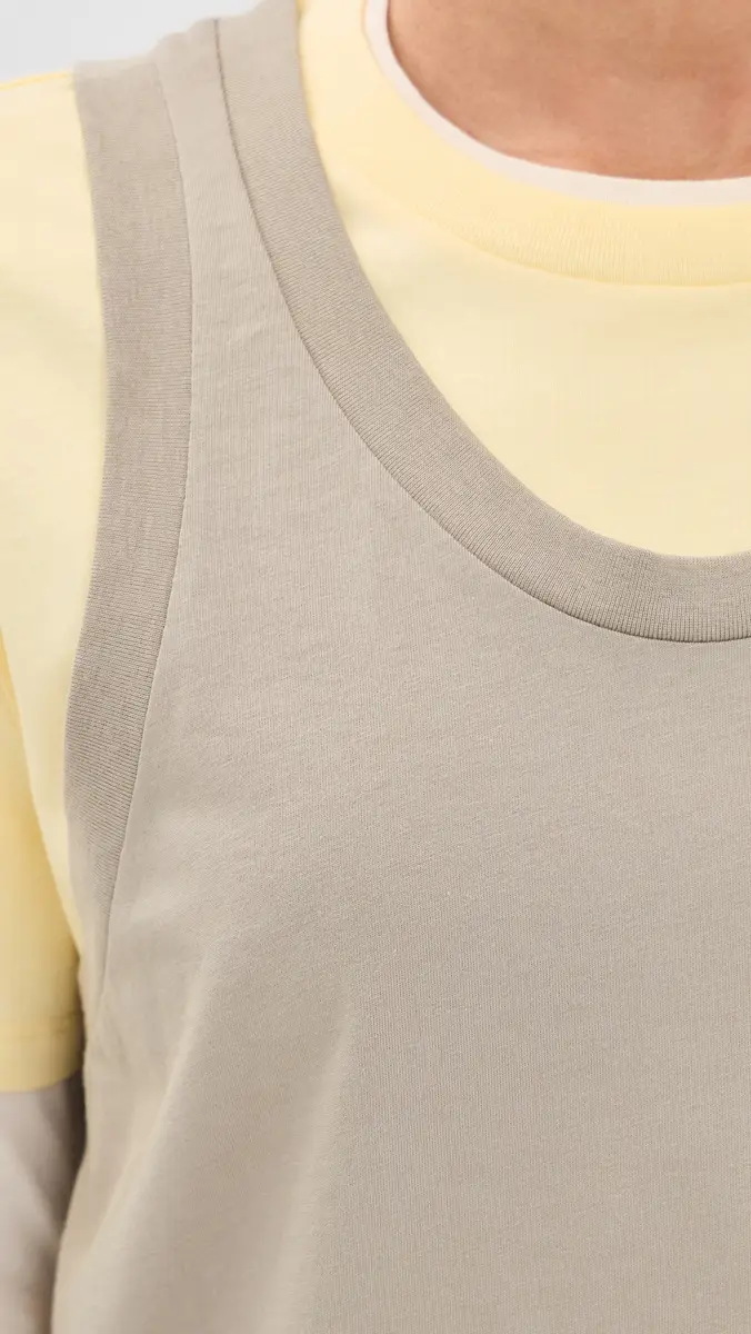 WARDROBE.NYC WARDROBE. NYC Layered Tee Mini Dress Pearl/emon/Taupe | Thumbnail 6