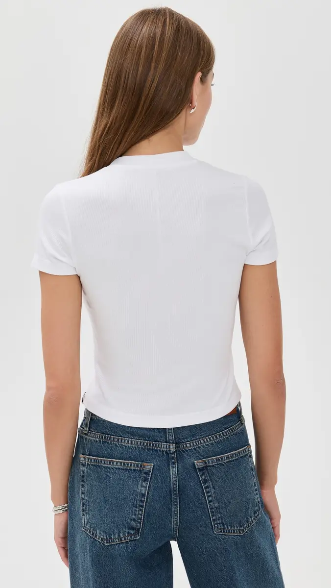 Stateside Fine 2x1 Rib Baby Tee White | Thumbnail 3 Stateside Fine 2x1 Rib Baby Tee White | Thumbnail 3
