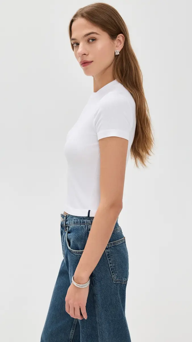 Stateside Fine 2x1 Rib Baby Tee White | Thumbnail 4 Stateside Fine 2x1 Rib Baby Tee White | Thumbnail 4