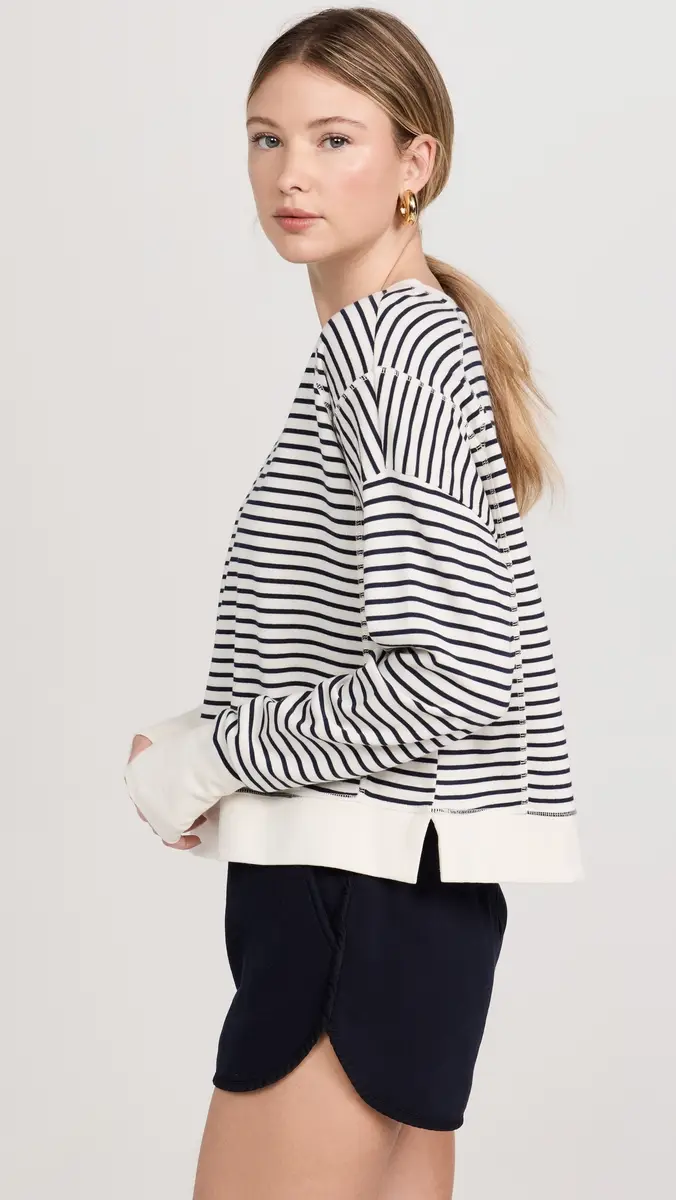 Sweaty Betty After Class Crop Sweatshirt Lily White Stripe | Thumbnail 4