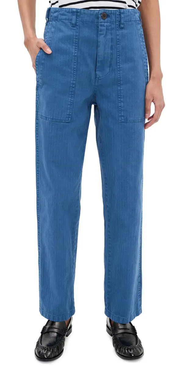 Alex Mill Neil Pants In Herringbone Washed Cobalt | Image 1 Alex Mill Neil Pants In Herringbone Washed Cobalt | Image 1