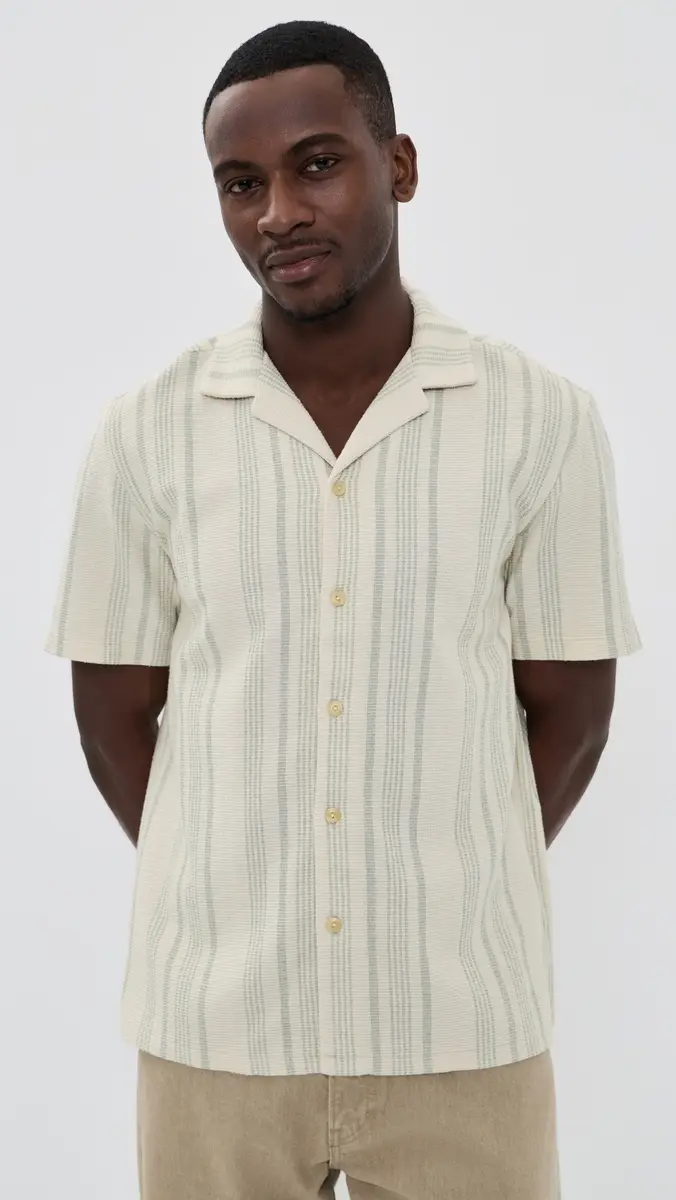 Faherty Oasis Knit Camp Shirt age Beach Stripe | Thumbnail 2 Faherty Oasis Knit Camp Shirt age Beach Stripe | Thumbnail 2