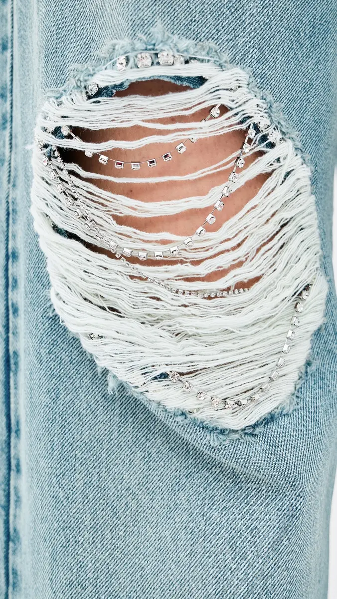 AREA Crystal Fray Relaxed Jeans | Thumbnail 6 AREA Crystal Fray Relaxed Jeans | Thumbnail 6