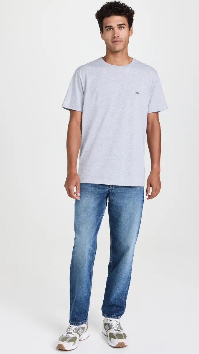 Lacoste Crew Neck Pima Cotton Jersey T-Shirt Grey Chine | Thumbnail 5 Lacoste Crew Neck Pima Cotton Jersey T-Shirt Grey Chine | Thumbnail 5