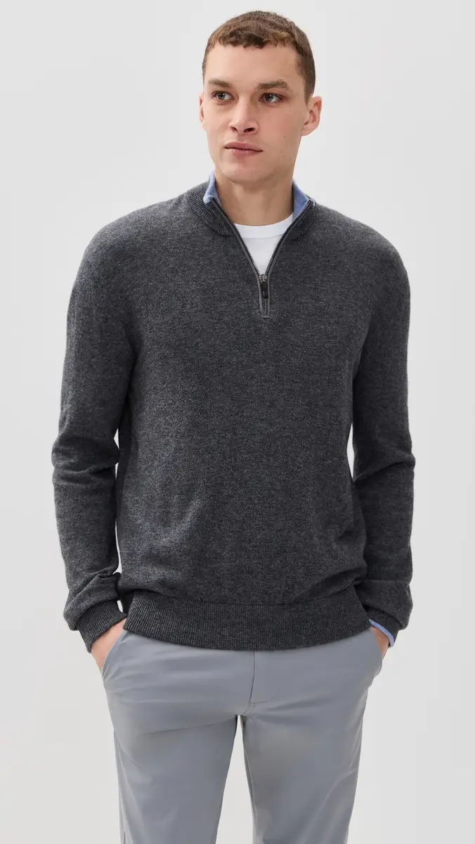 Greyson Sebonack Cashmere Blend Quarter Zip Sweater | Thumbnail 2