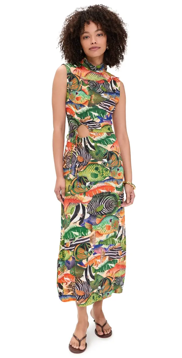 Sleeveless Fish Sea Dress Fish Sea Multicolor Sleeveless Fish Sea Dress Fish Sea Multicolor