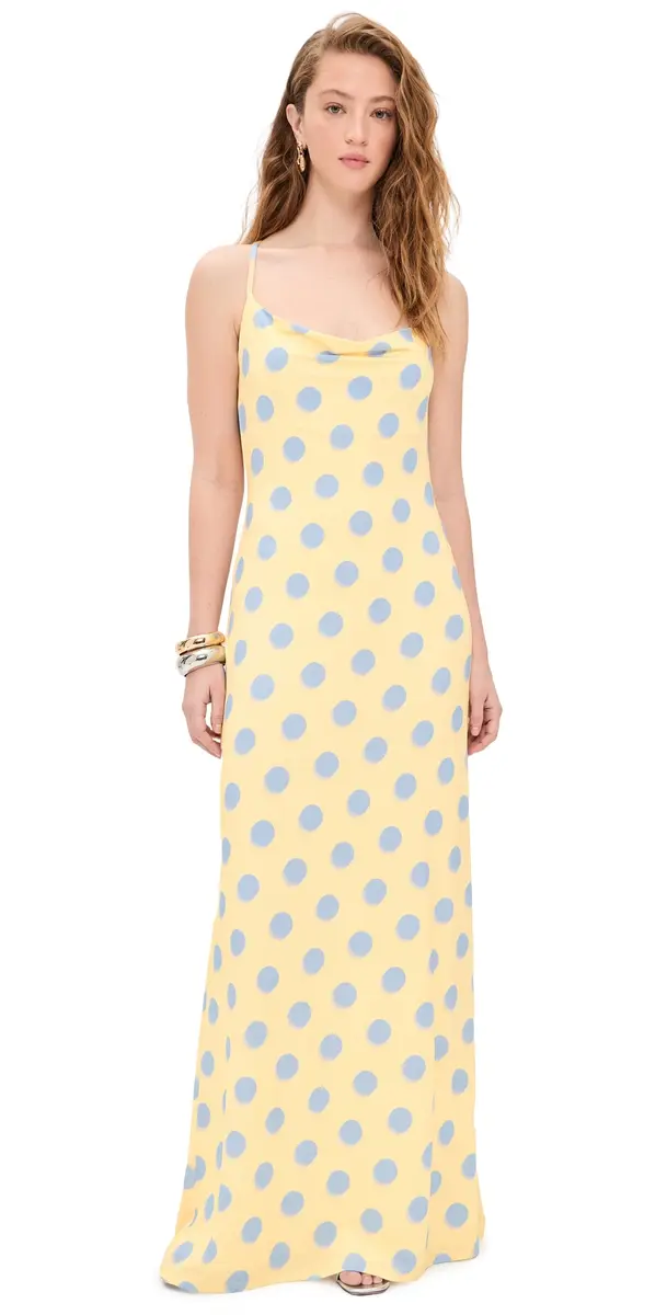 AFRM Kim Dress + Hair Wrap Set Butter Blue Dot | Image 1 AFRM Kim Dress + Hair Wrap Set Butter Blue Dot | Image 1