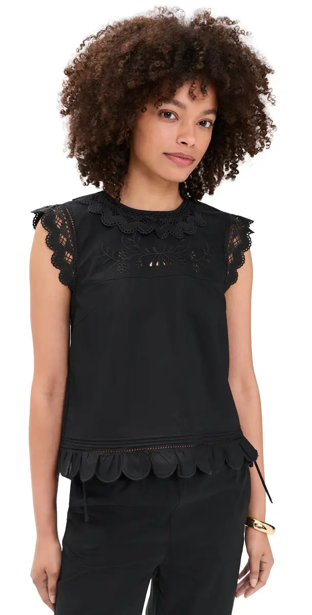 Kirsten Ruffle Top Black