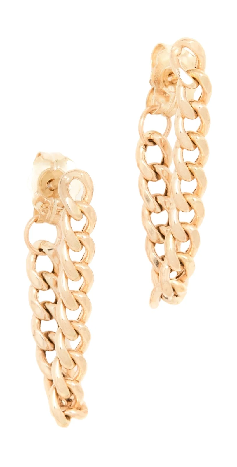 14k Gold Small Curb Chain Huggie Earrings 14k Gold Small Curb Chain Huggie Earrings