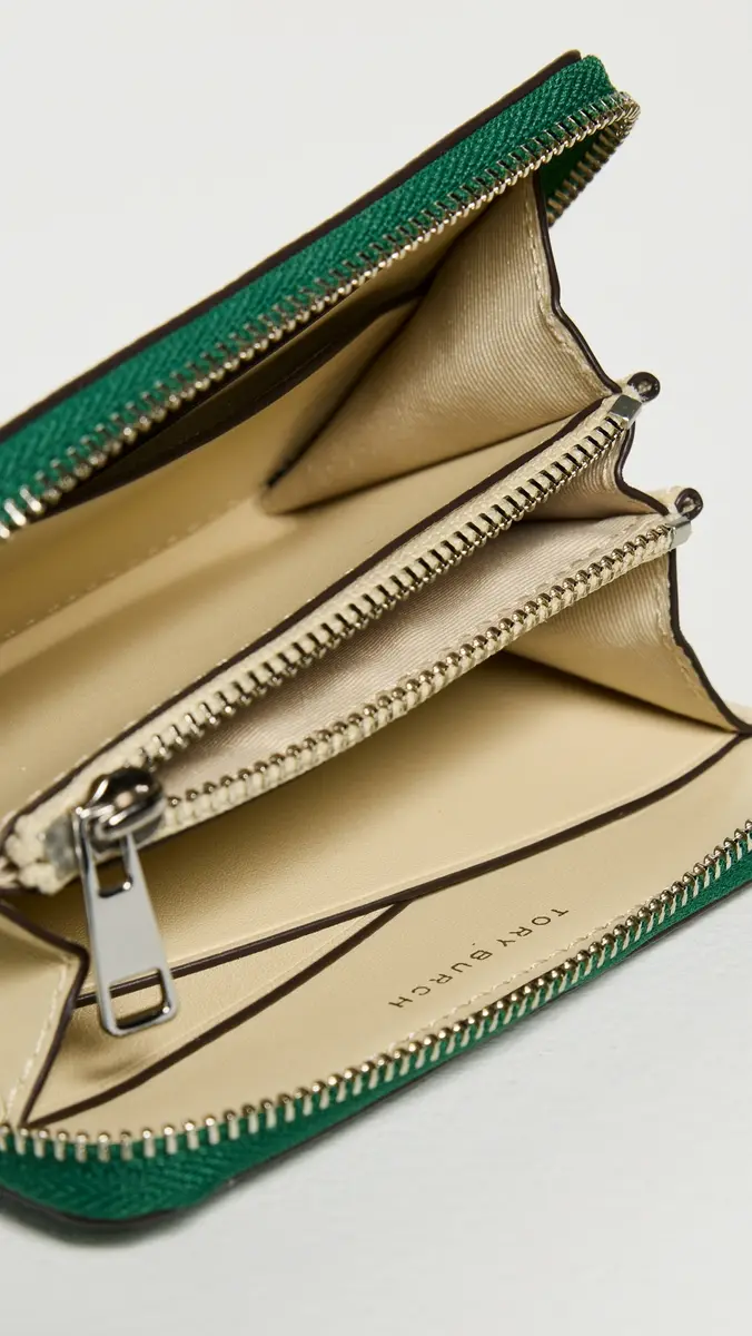 Tory Burch Romy Medium Zip Around Wallet Dark Kale One Size | Thumbnail 5 Tory Burch Romy Medium Zip Around Wallet Dark Kale One Size | Thumbnail 5