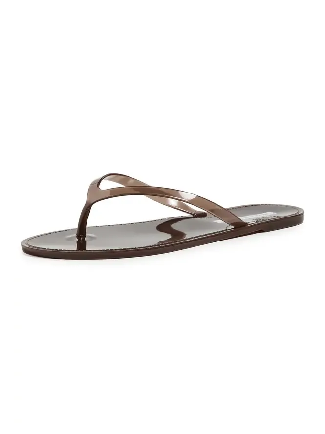 Black Suede Studio Crystal Jelly Flip Flops