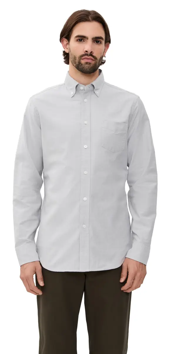 Reigning Champ Cotton Oxford Windsor Standard Shirt Light Grey | Image 1 Reigning Champ Cotton Oxford Windsor Standard Shirt Light Grey | Image 1