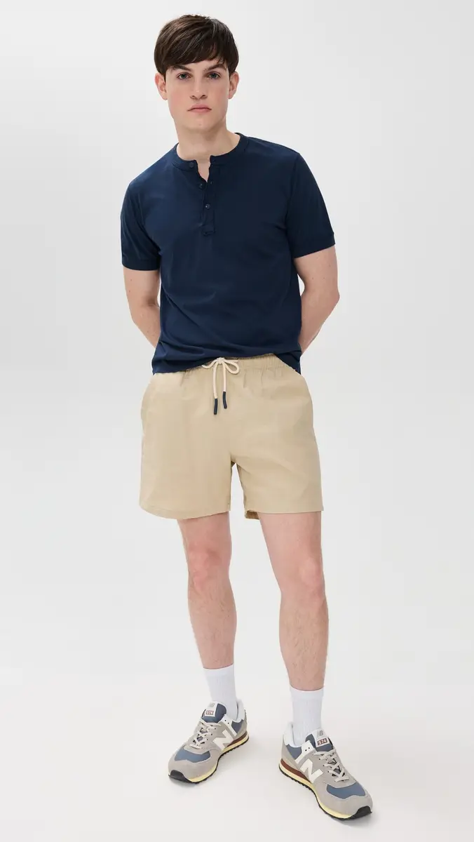 Save Khaki Short Sleeve Pima Henley | Thumbnail 5