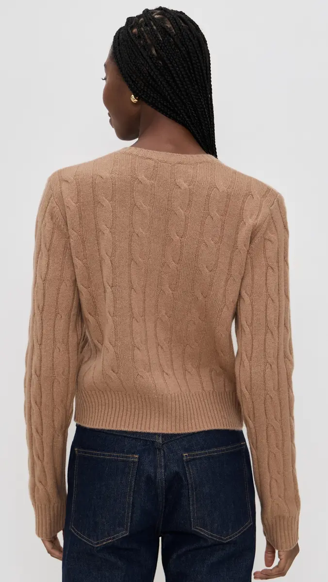 Sporty & Rich Cable Knit Cashmere Cardigan Camel | Thumbnail 3 Sporty & Rich Cable Knit Cashmere Cardigan Camel | Thumbnail 3
