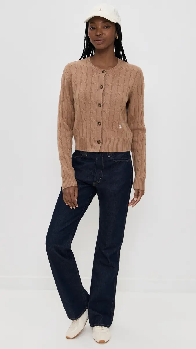 Sporty & Rich Cable Knit Cashmere Cardigan Camel | Thumbnail 5 Sporty & Rich Cable Knit Cashmere Cardigan Camel | Thumbnail 5