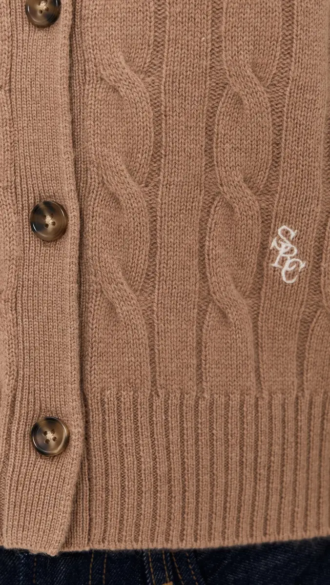 Sporty & Rich Cable Knit Cashmere Cardigan Camel | Thumbnail 6 Sporty & Rich Cable Knit Cashmere Cardigan Camel | Thumbnail 6