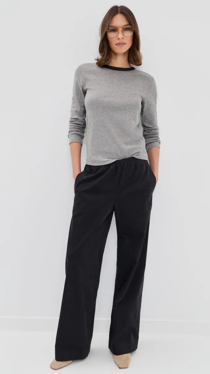 Vince Heather Tipped Long Sleeve Crew Tee H Thistle Combo | Thumbnail 5