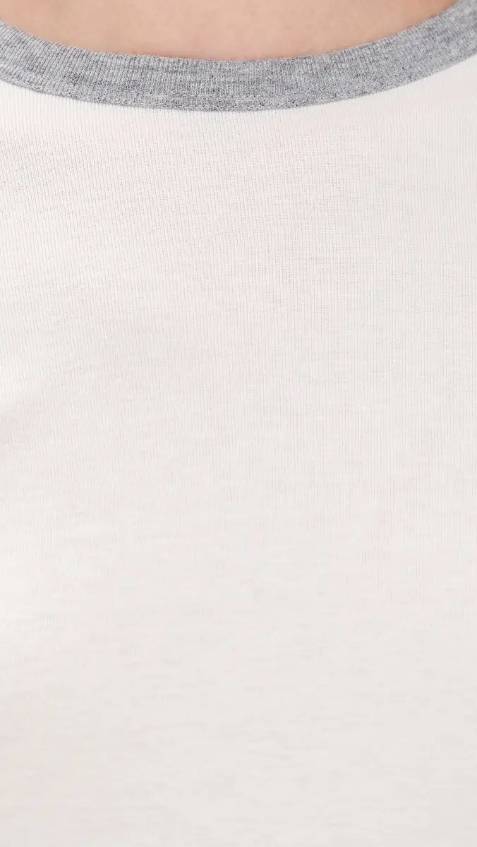 Vince Heather Tipped ong Sleeve Crew Tee Off White Combo | Thumbnail 6 Vince Heather Tipped ong Sleeve Crew Tee Off White Combo | Thumbnail 6