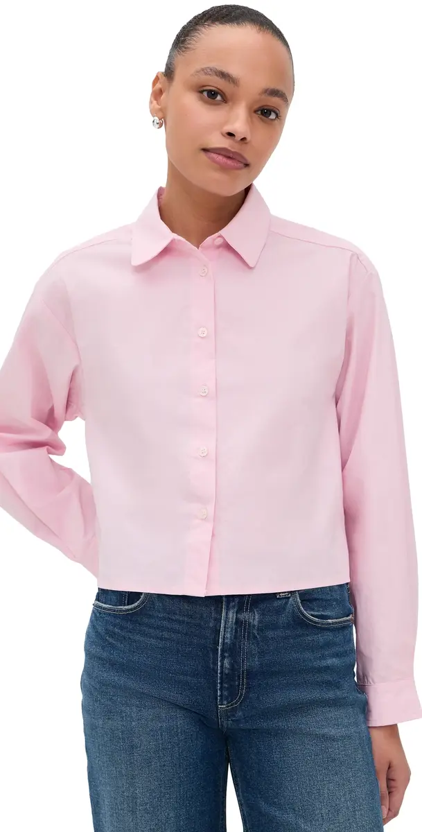 perfectwhitetee Naomi Cotton Poplin Button Down Shirt ugar Pink | Image 1 perfectwhitetee Naomi Cotton Poplin Button Down Shirt ugar Pink | Image 1