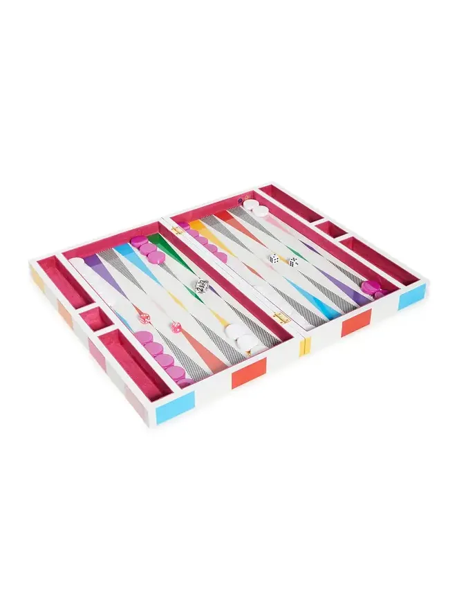 Jonathan Adler Rainbow Checkerboard Backgammon Set Multi