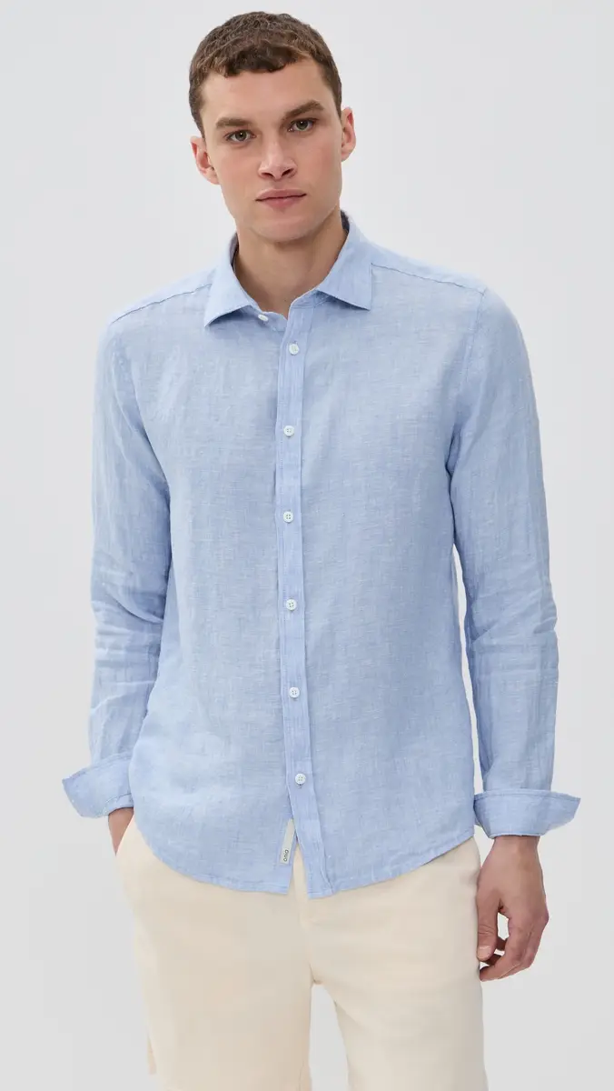 Onia Linen Slim Fit Shirt Oxford Blue | Thumbnail 2