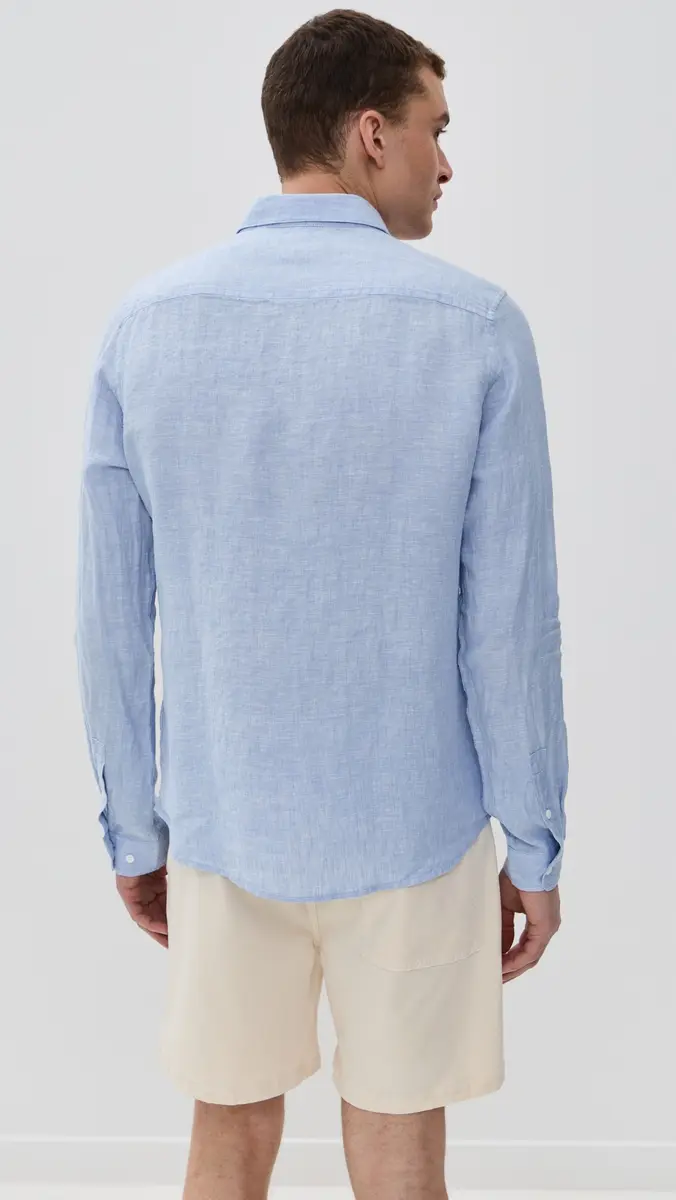 Onia Linen Slim Fit Shirt Oxford Blue | Thumbnail 3