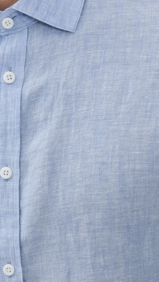 Onia Linen Slim Fit Shirt Oxford Blue | Thumbnail 6