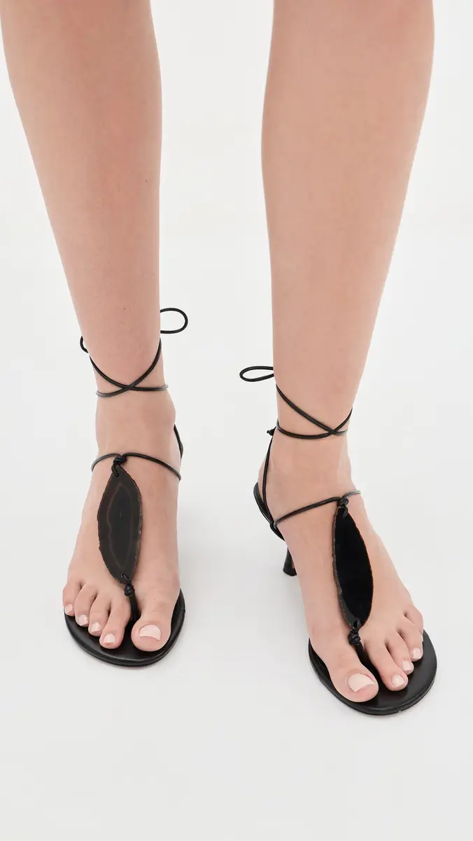 FARM Rio Stone Kitten Heel Sandals Black | Thumbnail 3