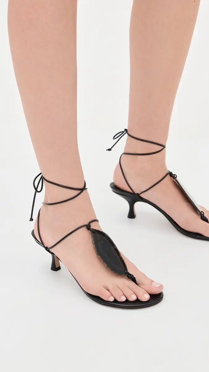 FARM Rio Stone Kitten Heel Sandals Black | Thumbnail 5