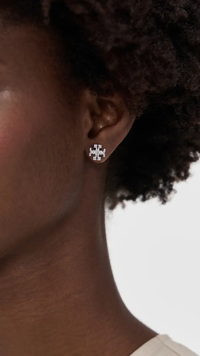 Tory Burch Icon Pavé Stud Earrings | Thumbnail 3