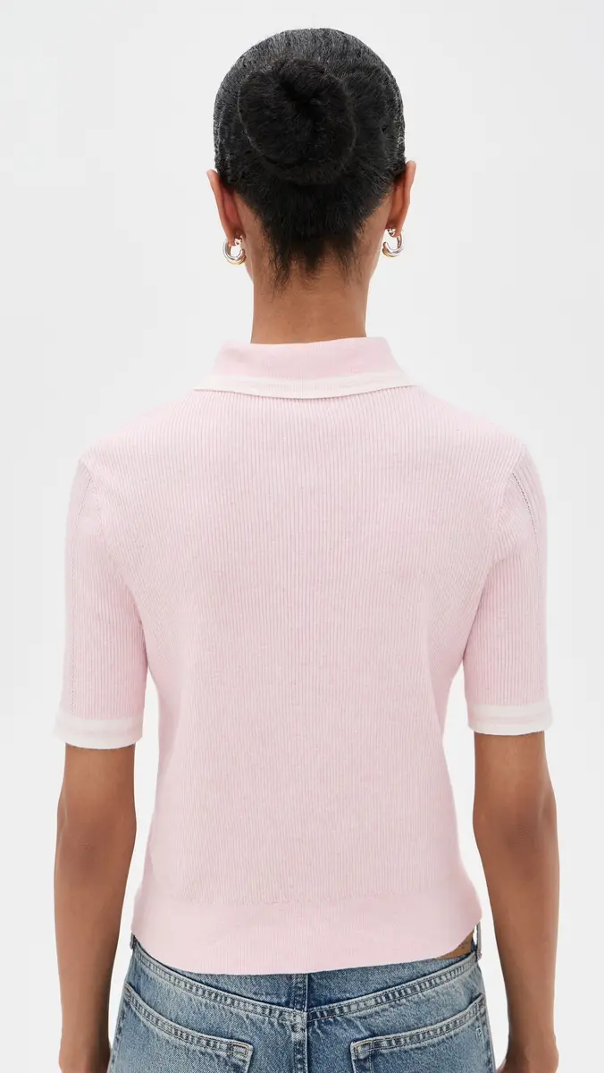 rag & bone Laurie Tipped Short Sleeve Polo ight Pink | Thumbnail 3 rag & bone Laurie Tipped Short Sleeve Polo ight Pink | Thumbnail 3