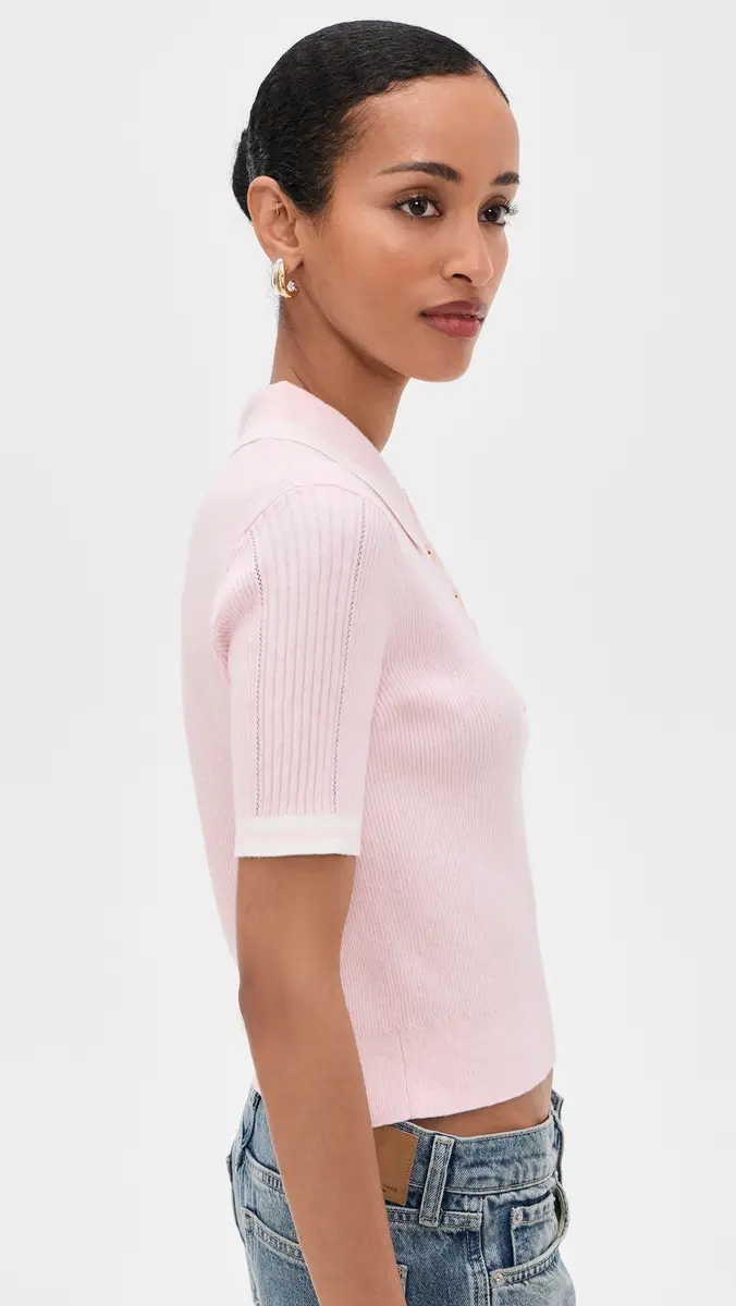 rag & bone Laurie Tipped Short Sleeve Polo ight Pink | Thumbnail 4 rag & bone Laurie Tipped Short Sleeve Polo ight Pink | Thumbnail 4