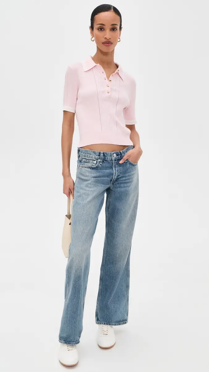 rag & bone Laurie Tipped Short Sleeve Polo ight Pink | Thumbnail 5 rag & bone Laurie Tipped Short Sleeve Polo ight Pink | Thumbnail 5