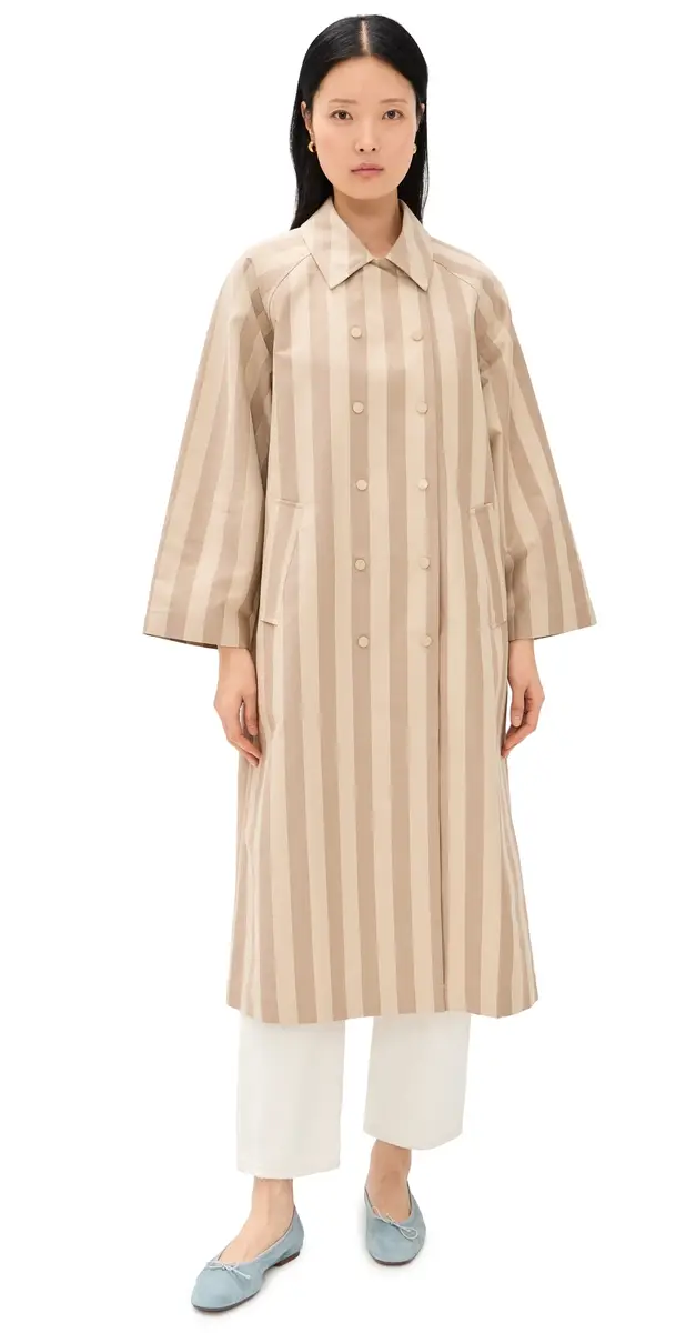 The Tiny Big Sister Striped Trench Coat Mocha/Dark Vanilla | Image 1 The Tiny Big Sister Striped Trench Coat Mocha/Dark Vanilla | Image 1