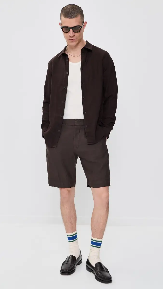 NN07 Billie Linen Shorts 9 Deep Truffle | Thumbnail 2