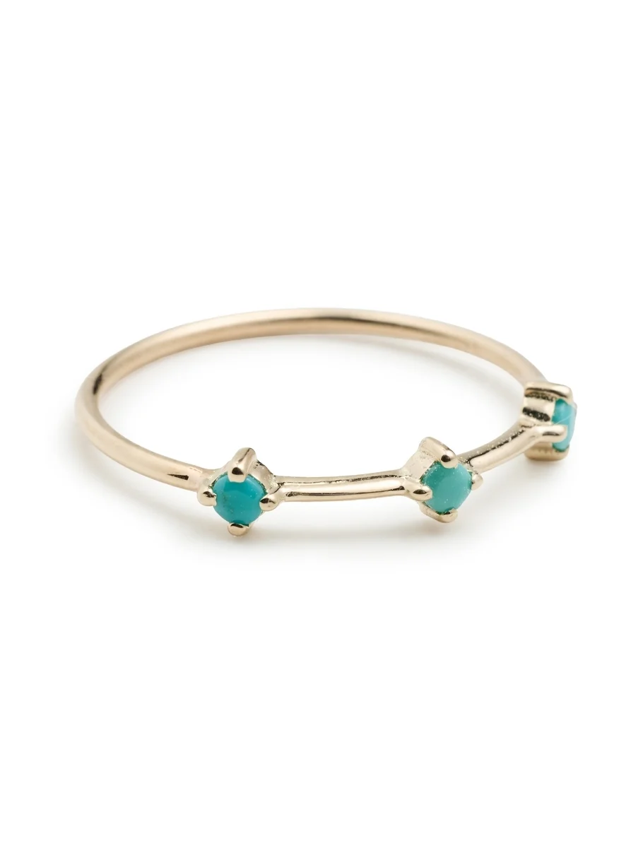 14k Gold Turquoise Dash Ring
