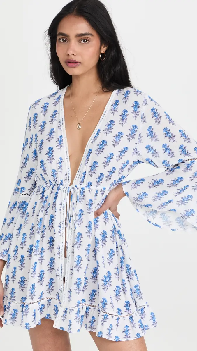 Playa Lucila Mini Border Print Kimono Coverup Dress | Thumbnail 2 Playa Lucila Mini Border Print Kimono Coverup Dress | Thumbnail 2