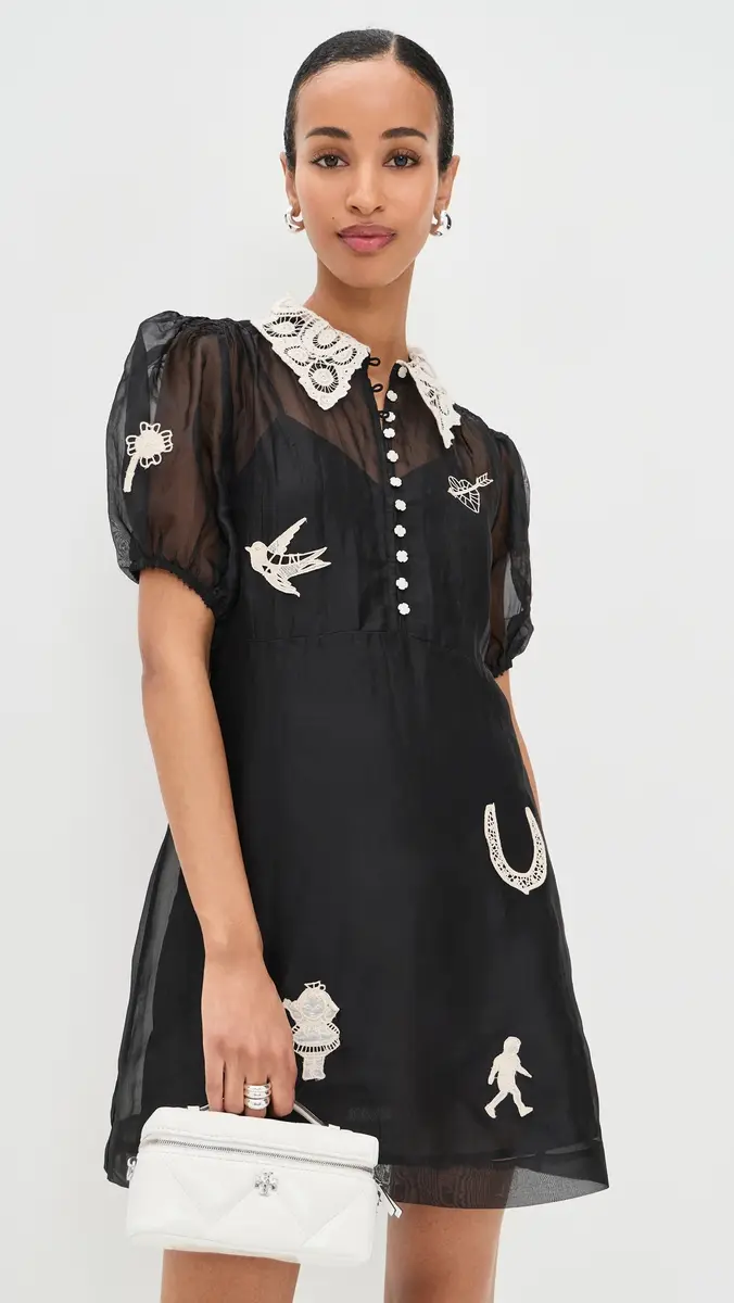 Sea Ellison Puff Sleeve Silk Mini Dress Black | Thumbnail 2 Sea Ellison Puff Sleeve Silk Mini Dress Black | Thumbnail 2